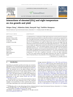 Interactions of elevated [CO2] and night temperature on rice growth