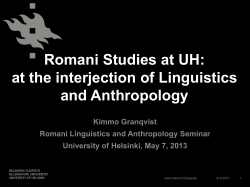 Romani Studies at UH: at the interjection of