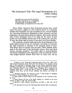The Innkeeper`s Tale: The Legal Development of a Public Calling