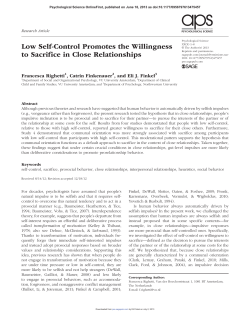 Low Self-Control Promotes the Willingness to Sacrifice in Close