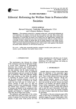 Reforming the Welfare State in Post