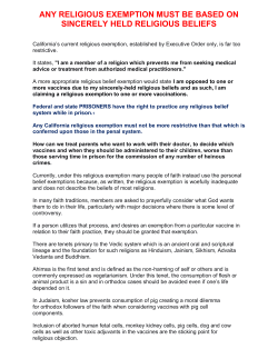 any religious exemption must be based on sincerely held religious