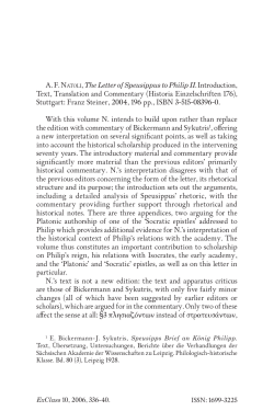 AF NATOLI, The Letter of Speusippus to Philip II. Introduction