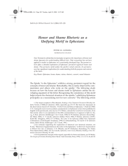 Gosnell, Honor and Shame Rhetoric as a Unifying Motif in Ephesians