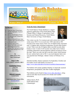 The North Dakota Climate Bulletin is a digital quarterly