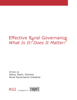 Effective Rural Governance - Rural Policy Research Institute
