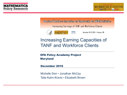 Increasing Earning Capacities of TANF and Workforce Clients