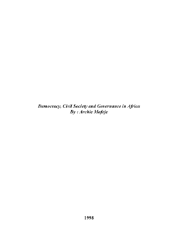 Democracy, Civil Society and Governance in Africa