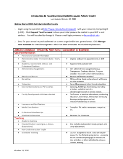Introduction to Reporting Using Activity Insight