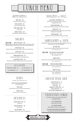 lunch menu - Beloit Club