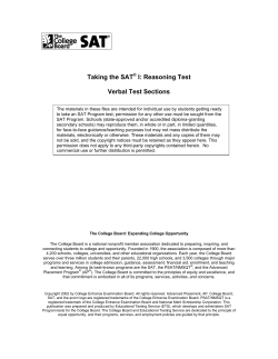 Taking the SAT® I: Reasoning Test Verbal Test