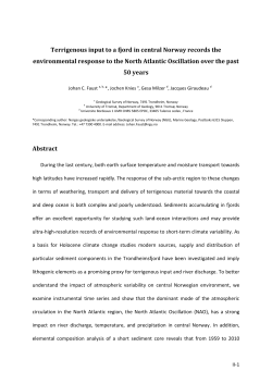 Terrigenous input to a fjord in central Norway records the