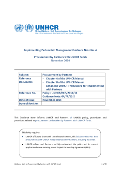 Procurement by Partners with UNHCR Funds