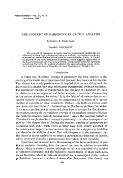 The Concept of Parsimony in Factor Analysis