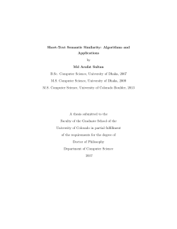 Short-Text Semantic Similarity - University of Colorado Boulder