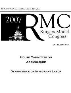 House Committee on Agriculture Dependence on Immigrant Labor