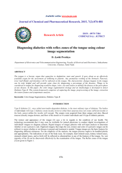 Diagnosing diabetics with reflex zones of the tongue using colour