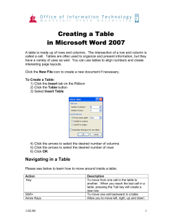 Creating A Table In Microsoft Word 2007