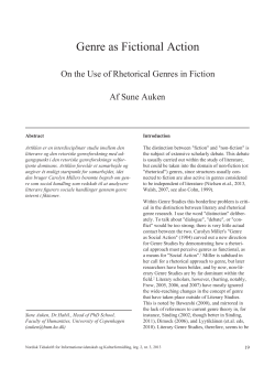 Genre as Fictional Action - Nordisk Tidsskrift for
