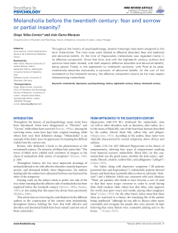 Melancholia before the twentieth century: fear and sorrow or partial