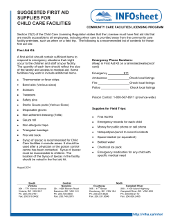 COMMUNITY CARE FACILITIES LICENSING PROGRAM This
