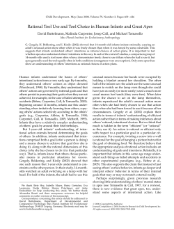 Rational Tool Use and Tool Choice in Human Infants and Great Apes