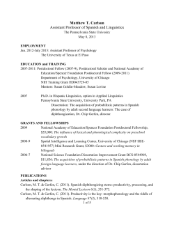 Matthew T. Carlson Assistant Professor of Spanish and Linguistics