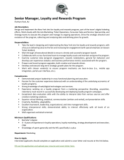 Senior Manager, Loyalty and Rewards Program