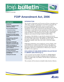 FOIP Bulletin No. 18: FOIP Amendment Act, 2006