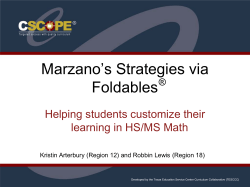 Marzano`s Strategies via Foldables