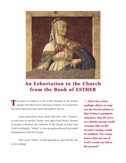 An Exhortation to the Church from the Book of ESTHER