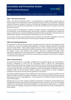 Corrective and Preventive Action - Investigate