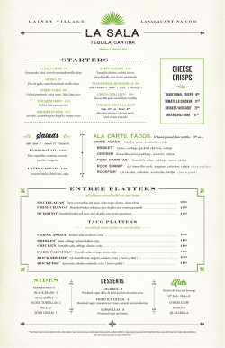 Menu - LA SALA &ndash; Tequila Cantina