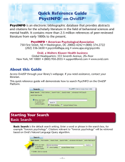 Quick Reference Guide | PsycINFO on OvidSP