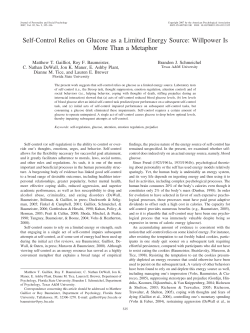 Self-Control Relies on Glucose as a Limited Energy Source