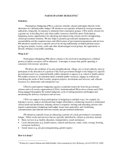 PARTICIPATORY BUDGETING1 Summary Participatory Budgeting