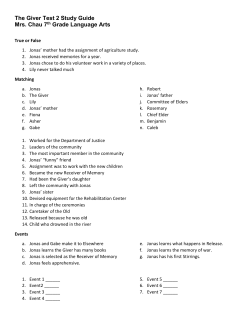 The Giver Test 2 Study Guide Mrs. Chau 7th Grade