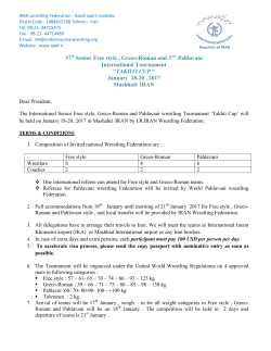 37 Senior Free style , Greco-Roman and 3 Pahlavani International