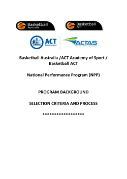 ACTAS National Performance Program Selection