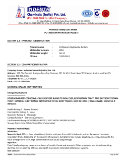 Material Safety Data Sheet POTASSIUM HYDROXIDE PELLETS