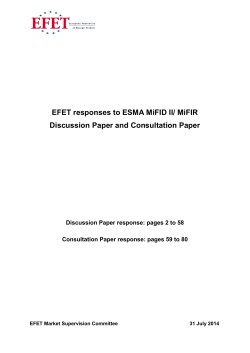 EFET responses to ESMA MiFID II/ MiFIR Discussion Paper and