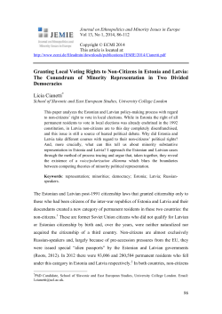 Granting Local Voting Rights to Non-Citizens in Estonia and