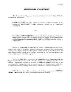 memorandum of agreement