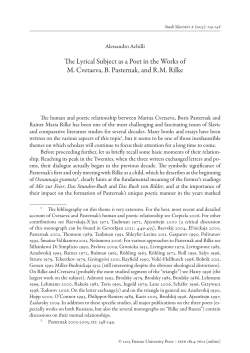 The Lyrical Subject as a Poet in the Works of M. Cvetaeva, B