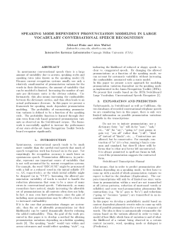 speaking mode dependent pronunciation modeling in