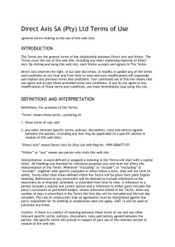 Direct Axis SA (Pty) Ltd Terms of Use