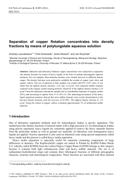 Separation of copper flotation concentrates into density fractions by