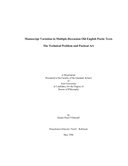 Manuscript Variation in Multiple-Recension Old English Poetic Texts