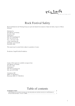 Rock Festival Safety Table of contents