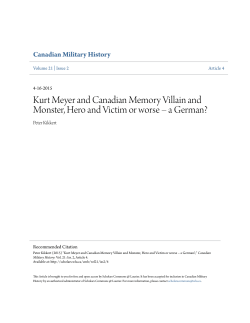 Kurt Meyer and Canadian Memory Villain and Monster, Hero and